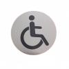 Semn indicator inox toaleta persoane cu dizabilitati , Ø 8 cm - autoadeziv