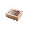 Cutie pentru pliculete ceai, 12 compartimente, 300x280x(H)90 mm, cadru lemn, capac transparent