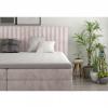 Pat boxspring MINOLA 160, catifea roz - Riviera 62, cu saltele, topper si 2 lazi pentru depozitare