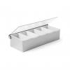 Cutie ingrediente bar / pizza, 5 compartimente, 375x140x(H)90 mm, capac transparent